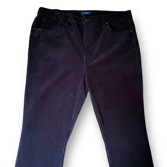 Talbots Womens Pant Sz 18 Navy Blue Stretch Corduroy High Waist Straight Leg - Picture 2 of 7